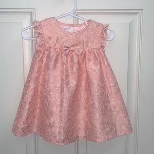 Wonder Nation, 6-9m, Pretty Salmon Color Lace Dress w/Bow, Diaper Cover